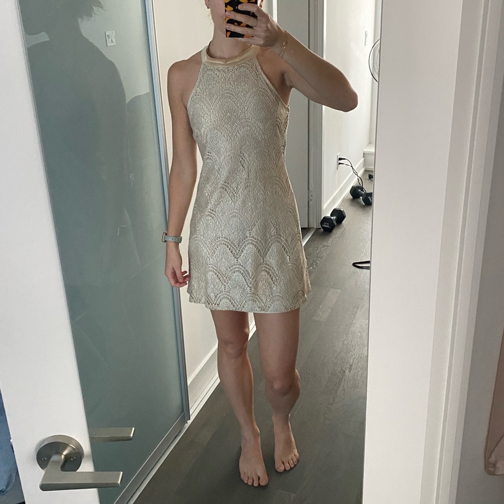 Ruby Rox Short Gold 70s Style Dress, size Medium (fits like a small)